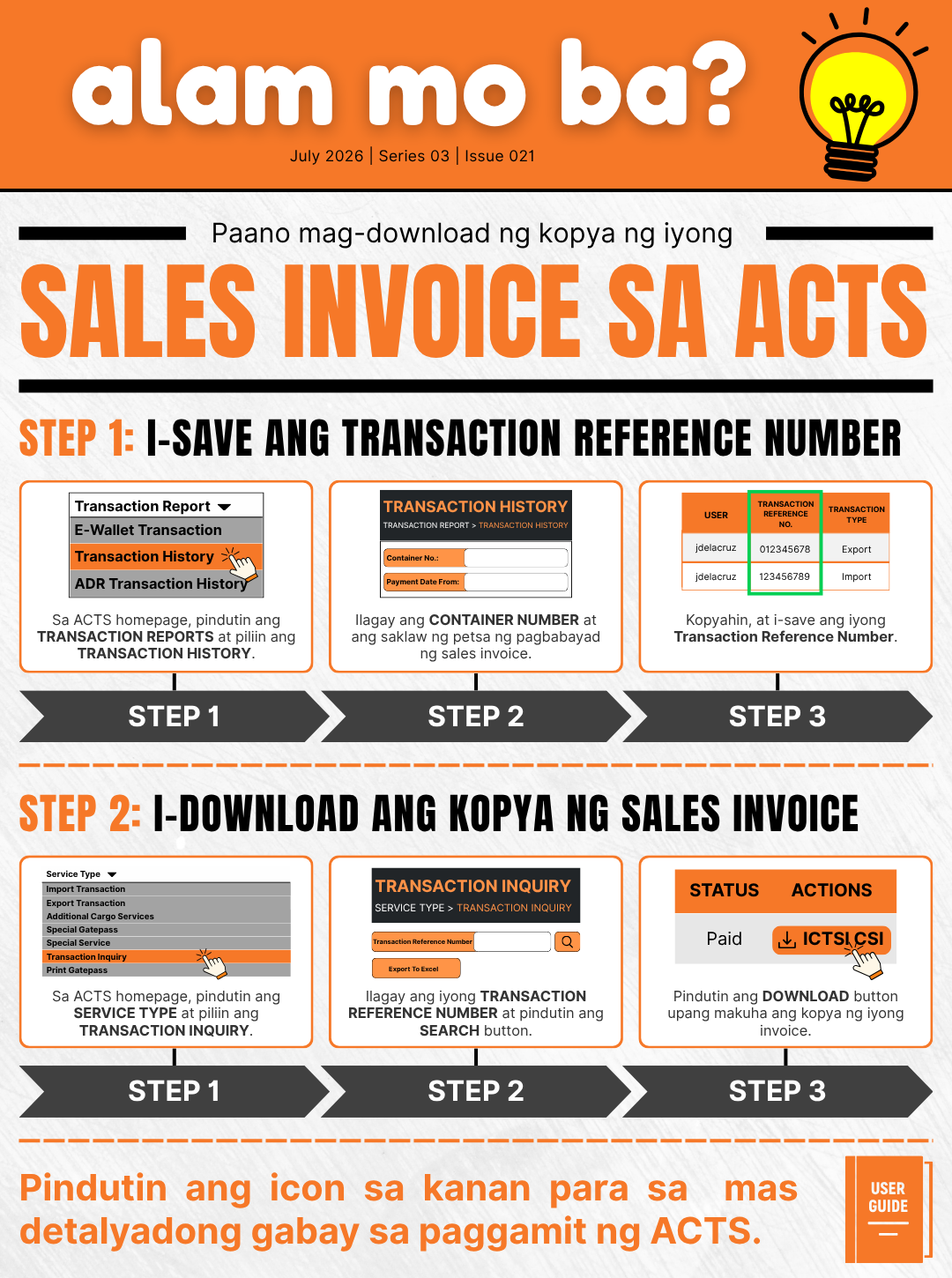 Advisory #021: Alam Mo Ba? Paano mag-download ng kopya ng iyong Sales Invoice sa ACTS